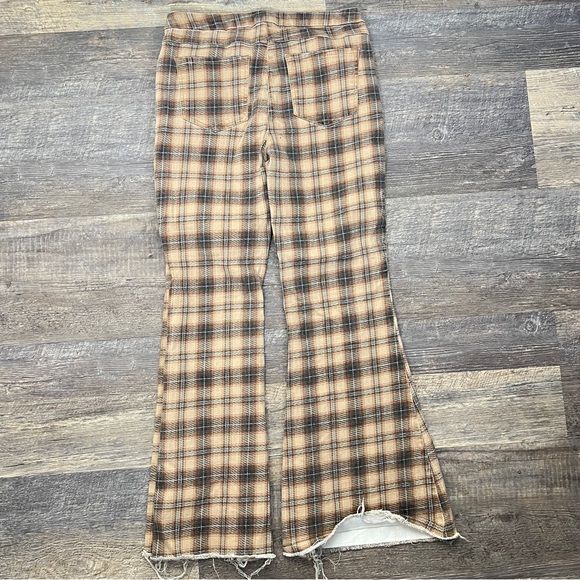 Forever 21 Tan Plaid Flare bell bottom Jeans size 31 B144 - Picture 4 of 4